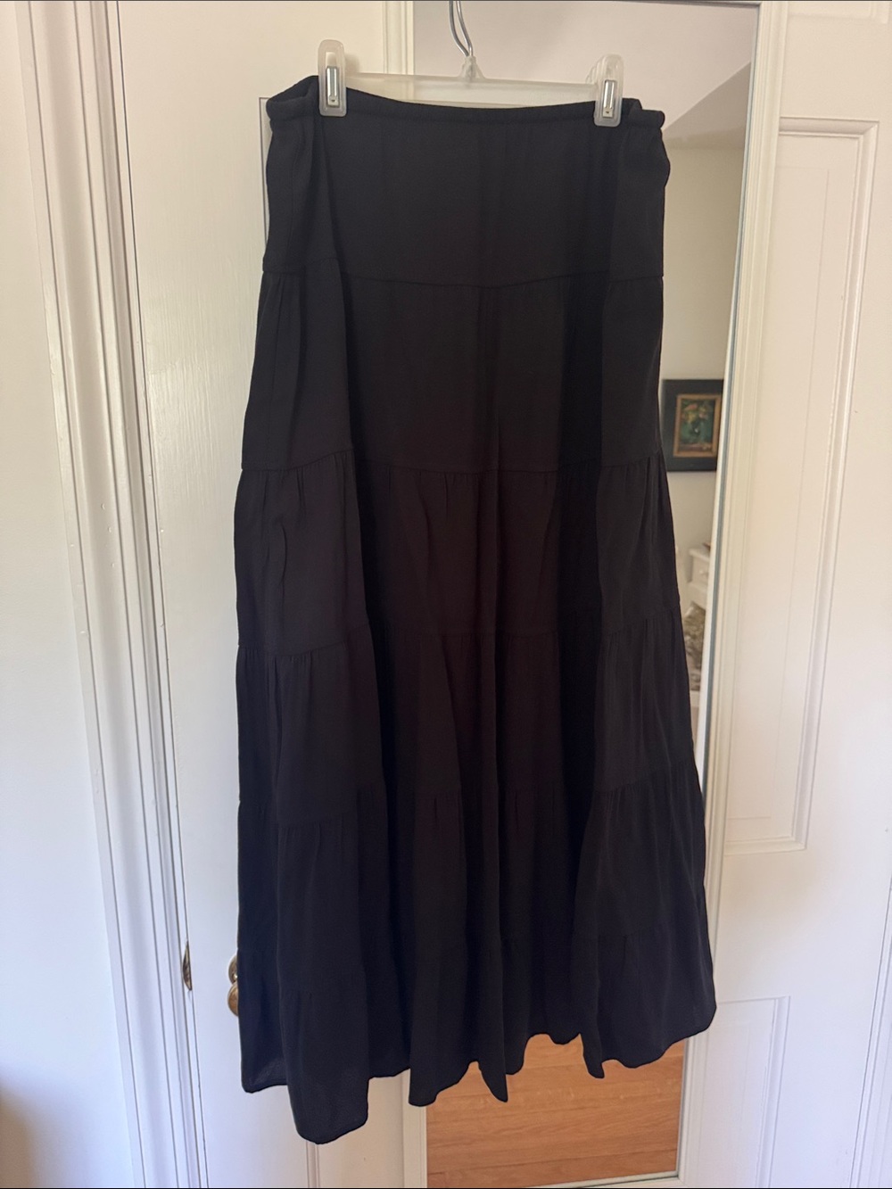 Wilfred Black Tiered Maxi Skirt with Drawstring - Picture 2 of 4